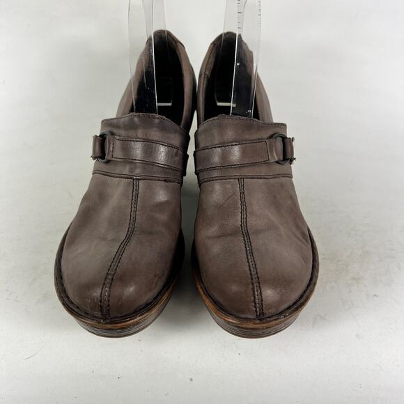 Born Haddon Platform Clogs Womens 9 Brown Leather Slip-On Round Toe Comfort Shoe - Picture 4 of 10
